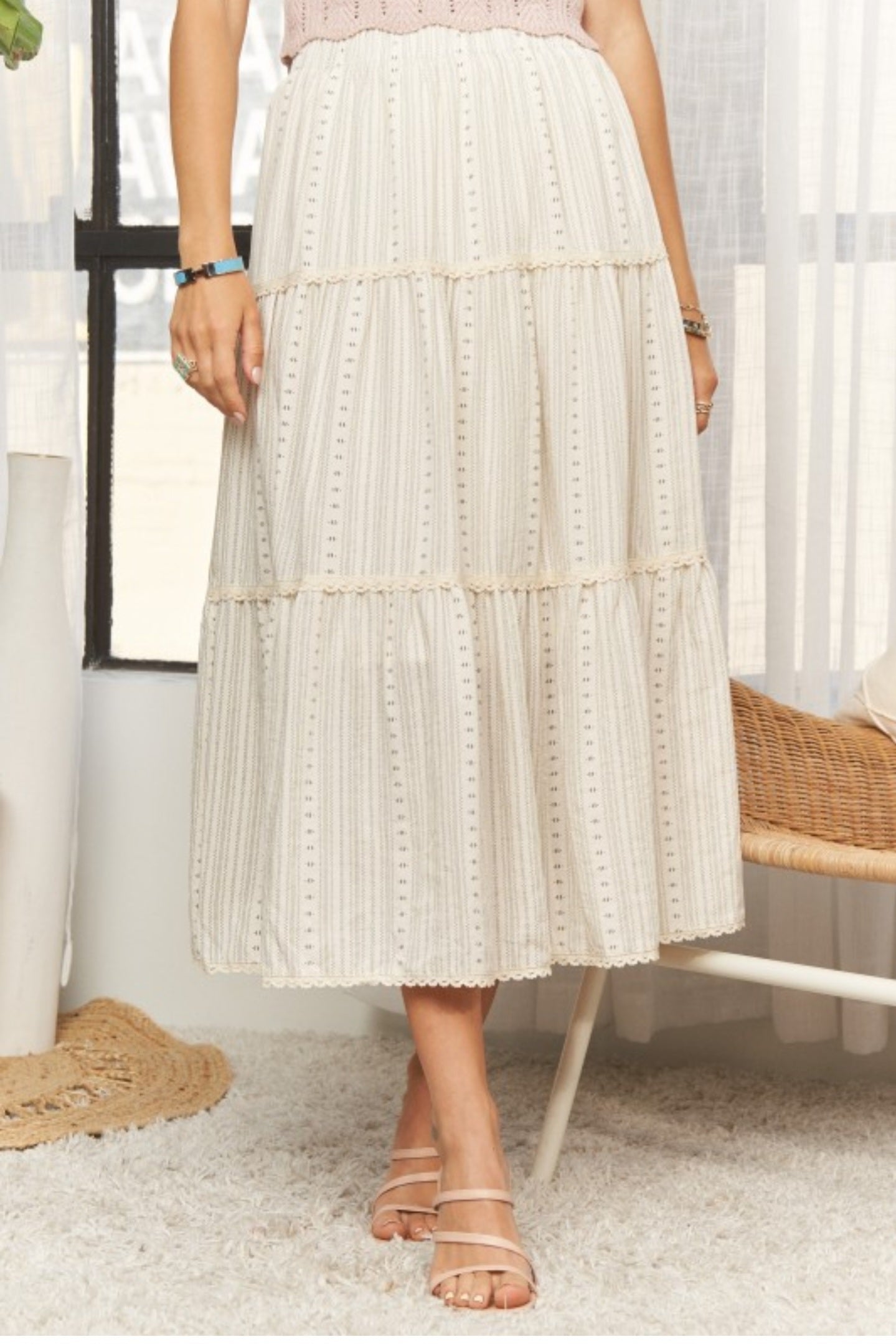 Midi Skirt-Beige