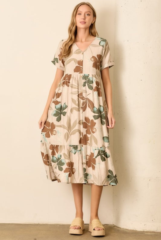 Charlotte Taupe midi Dress