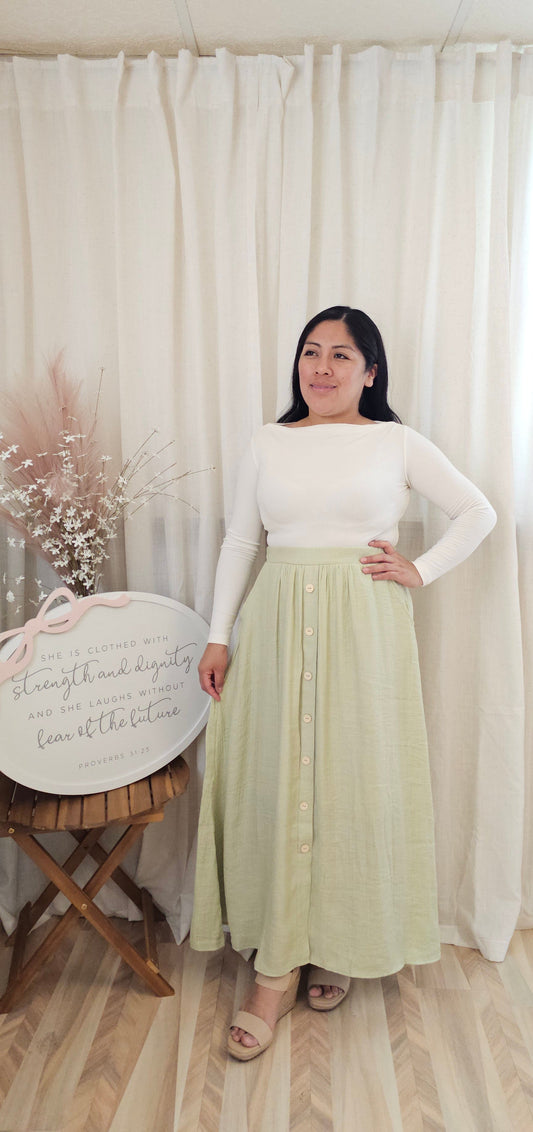 Amaris Midi Skirt-kiwi