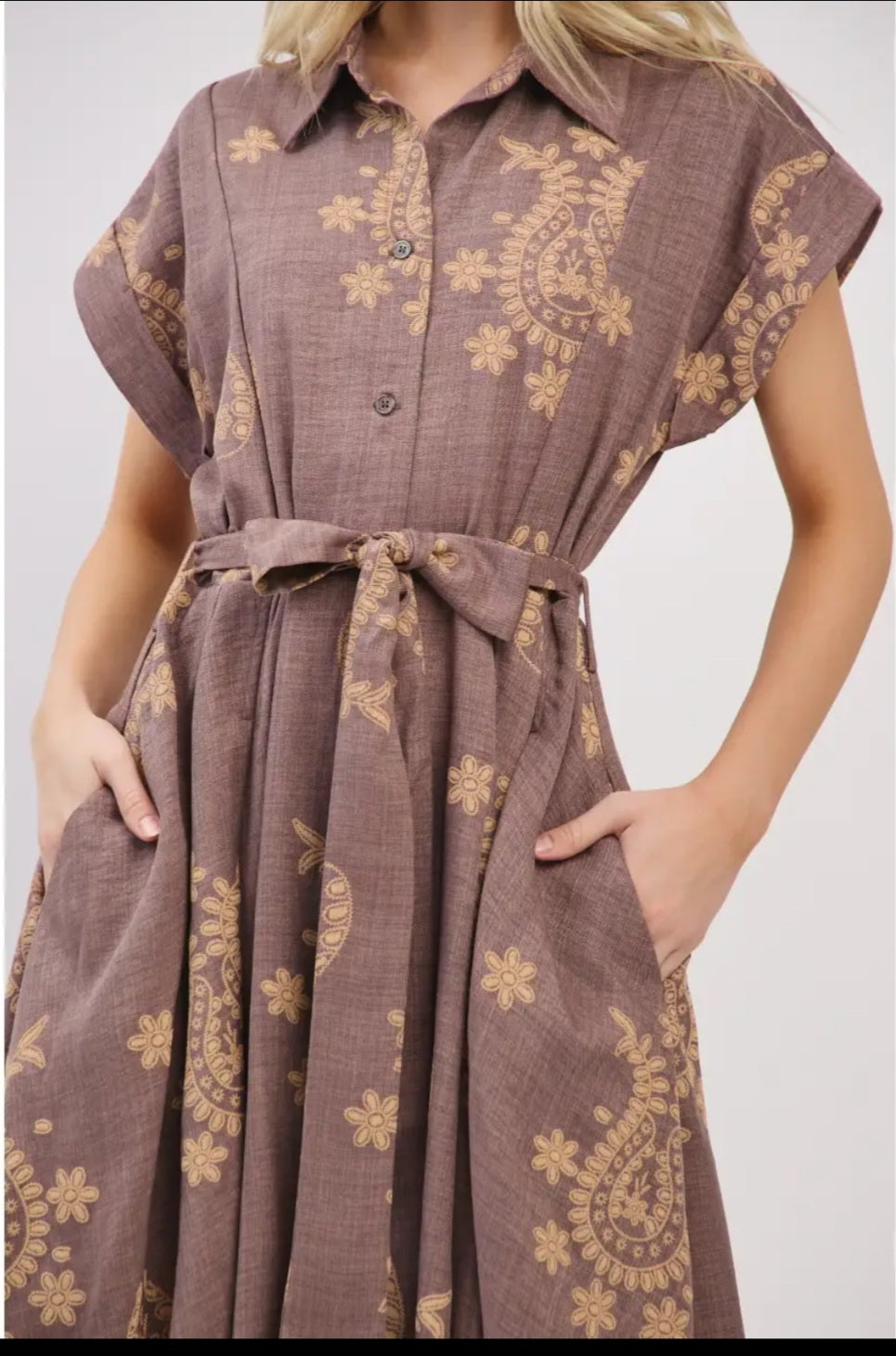 Sonia Woven Midi Dress-Mauve