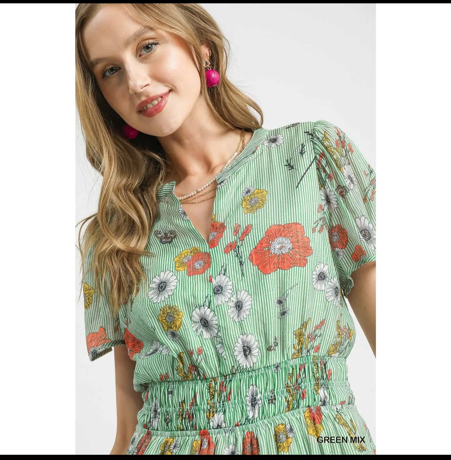 Sofia striped floral midi dress