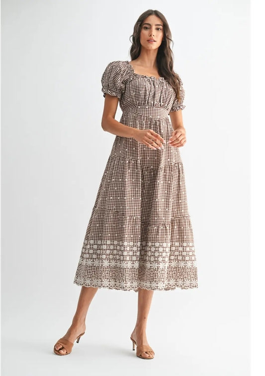 Embroidery Mocha Dress