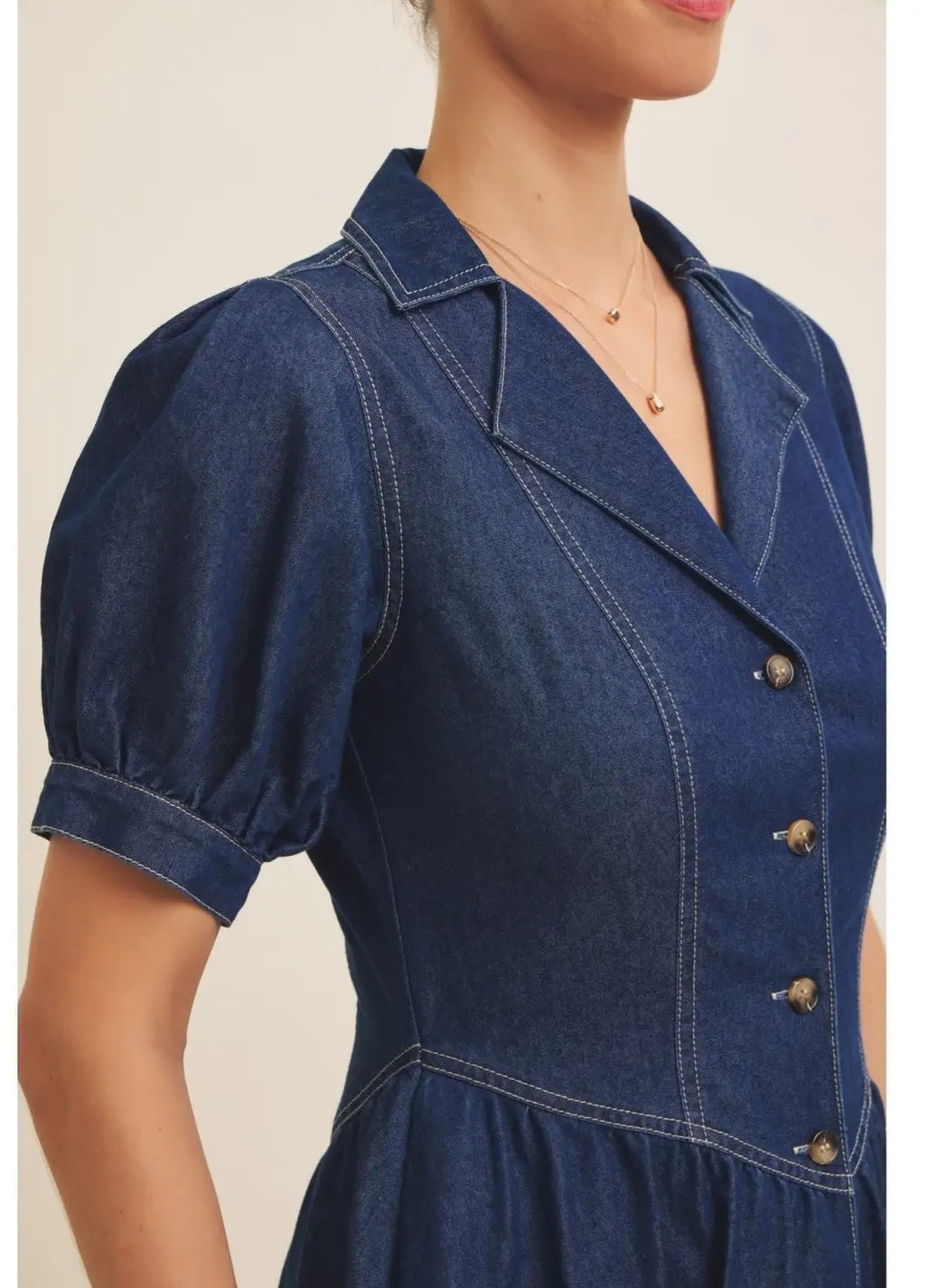 Marcia denim washed-Midi Dress