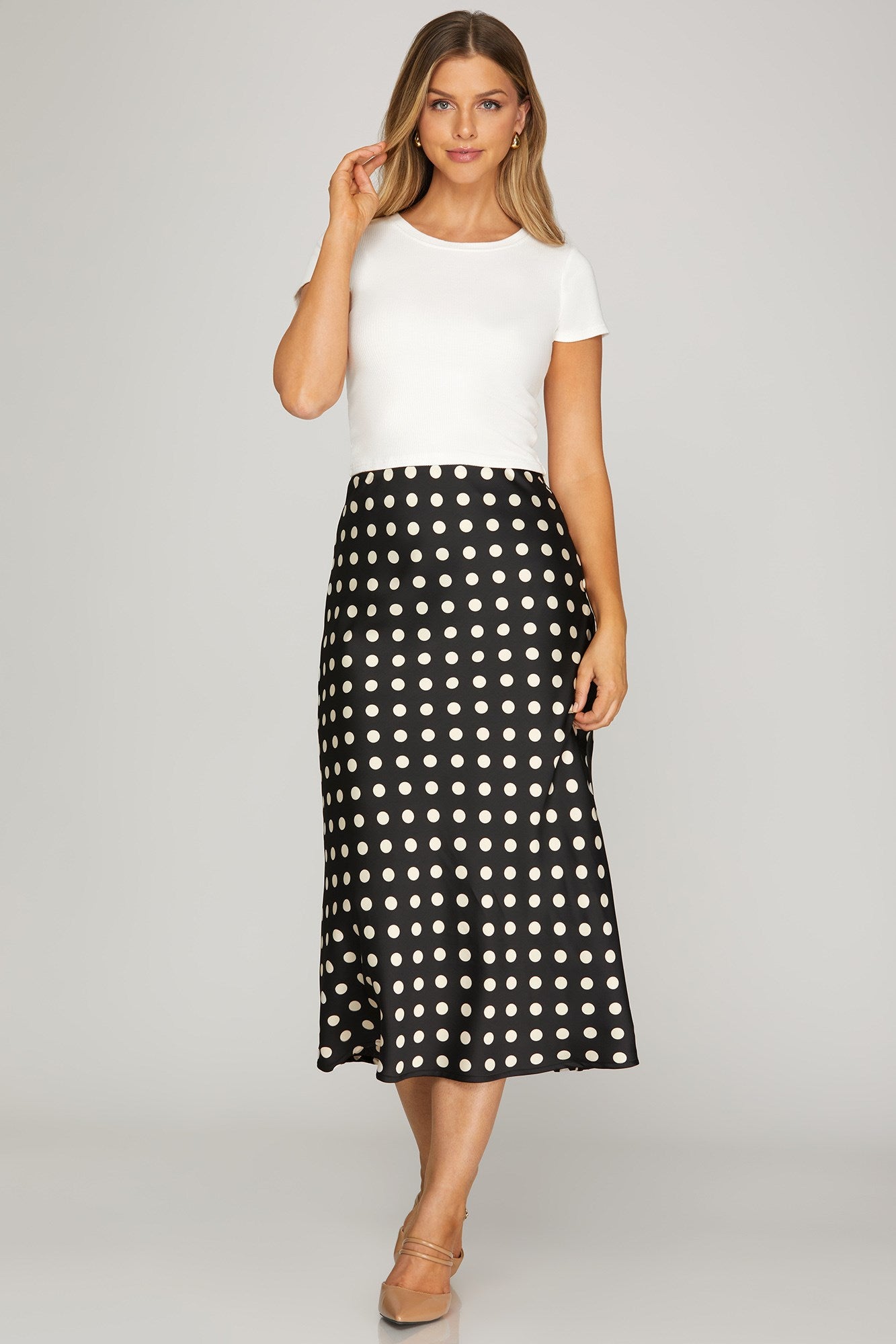 Polka Dot Midi Skirt