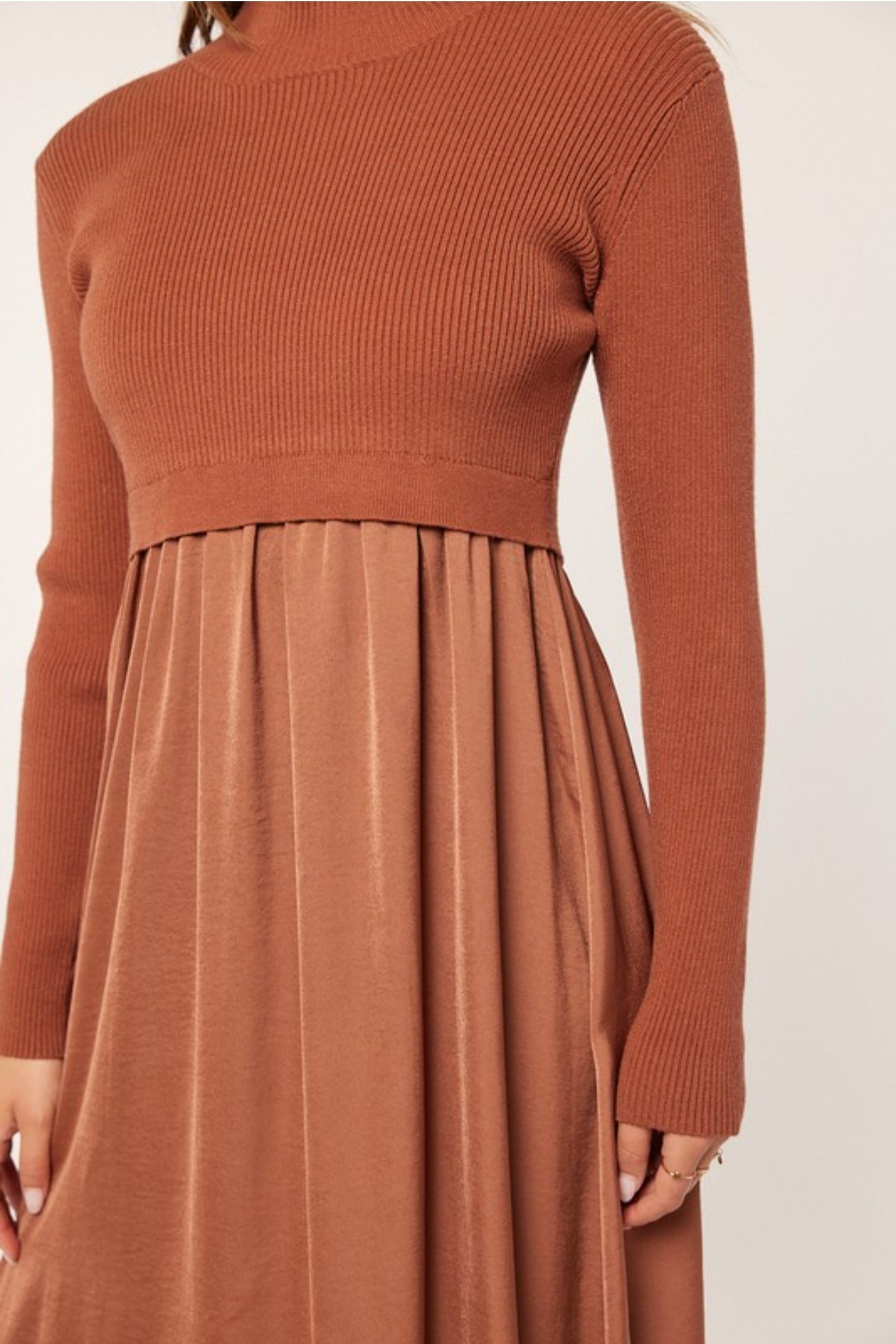 Satin sweater dress-Cocoa