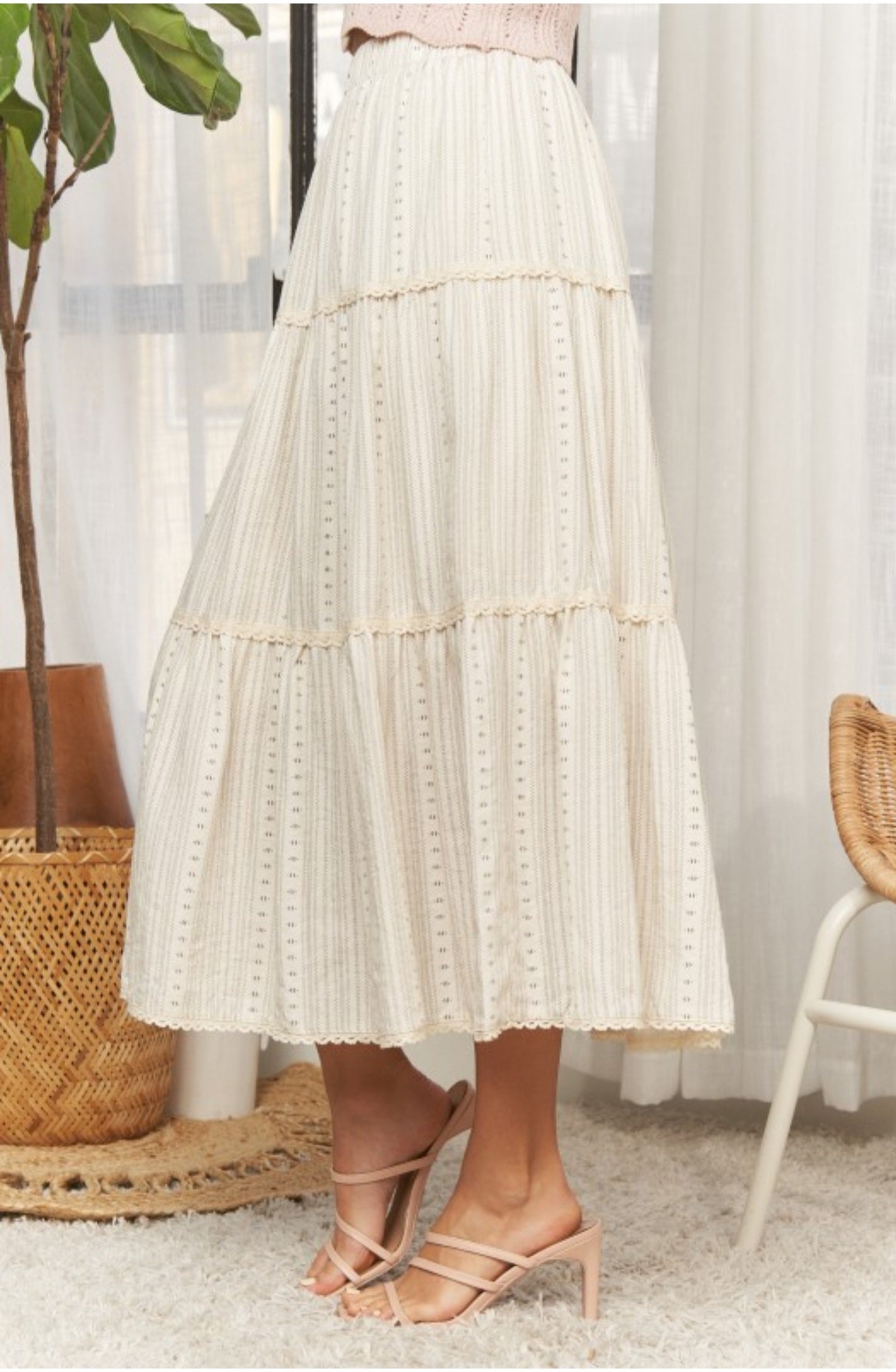 Midi Skirt-Beige