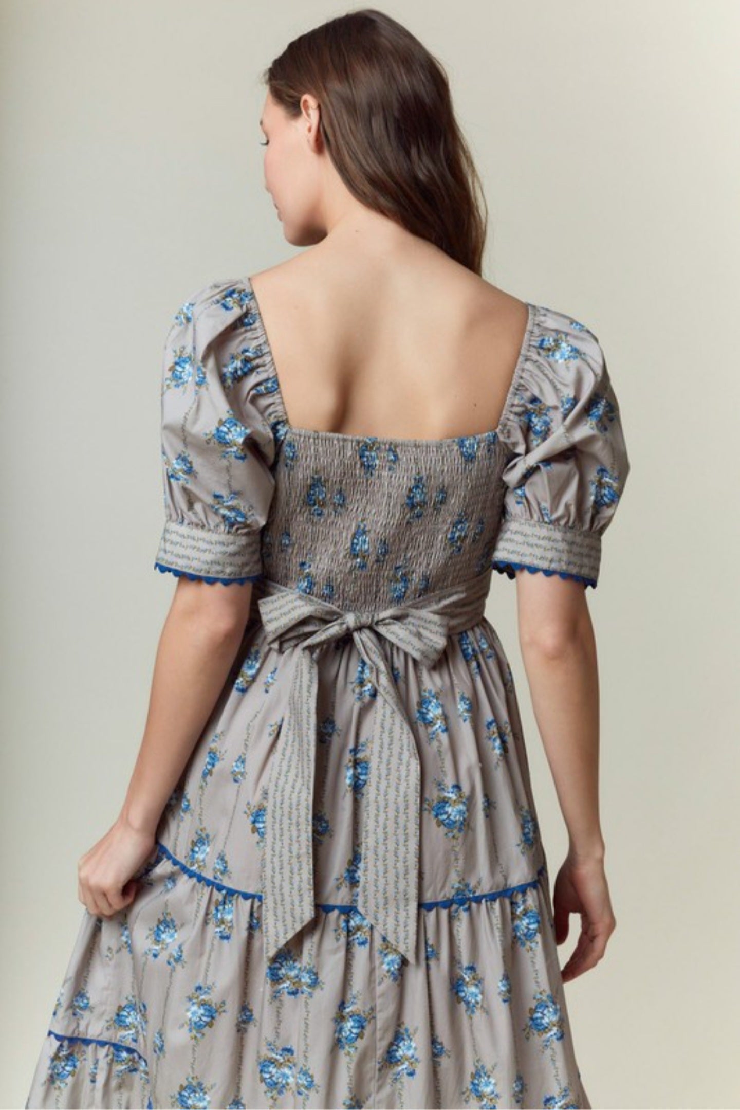 Karina Dress- Taupe/Blue