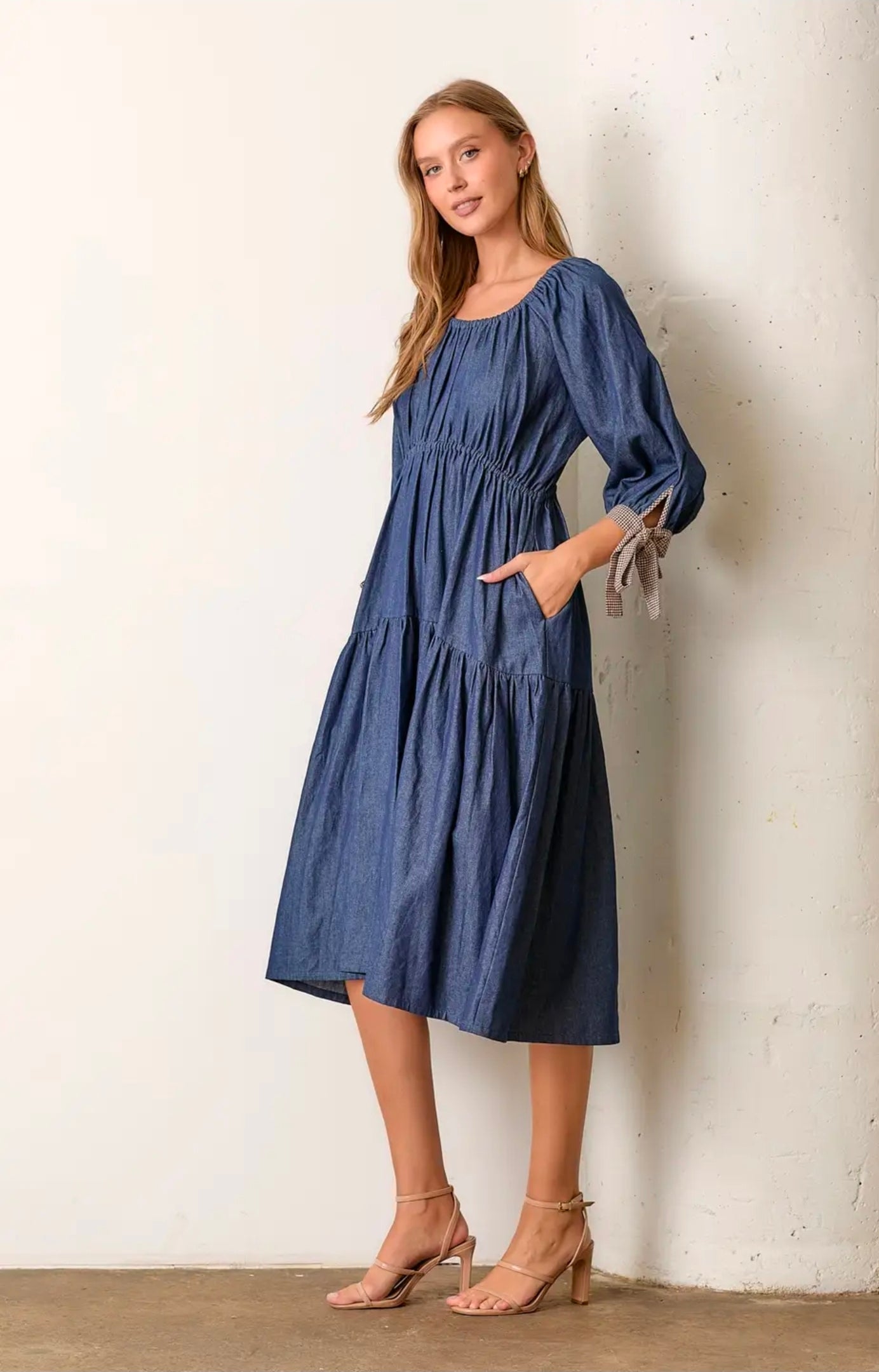 Denim midi dress