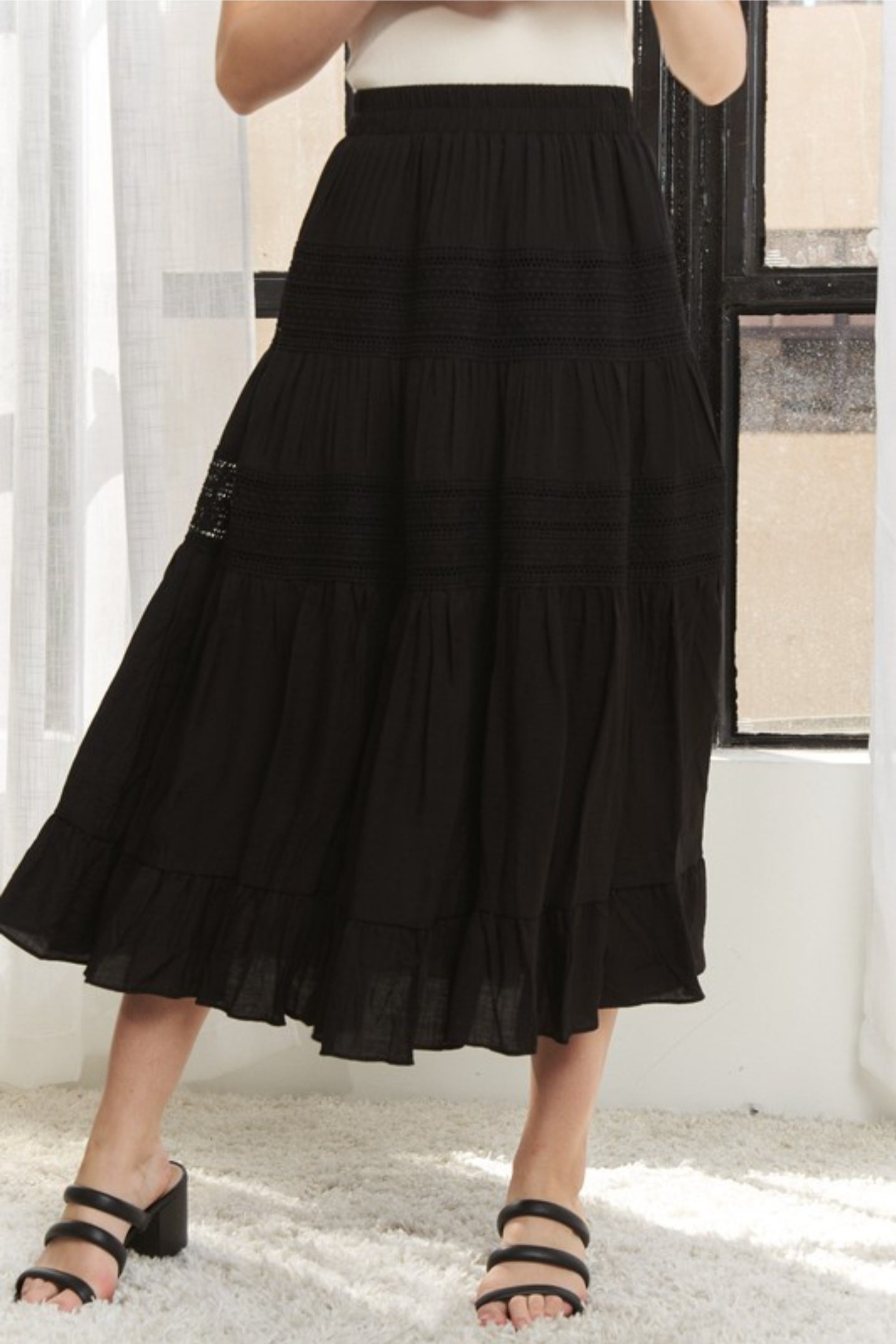 Black midi skirt