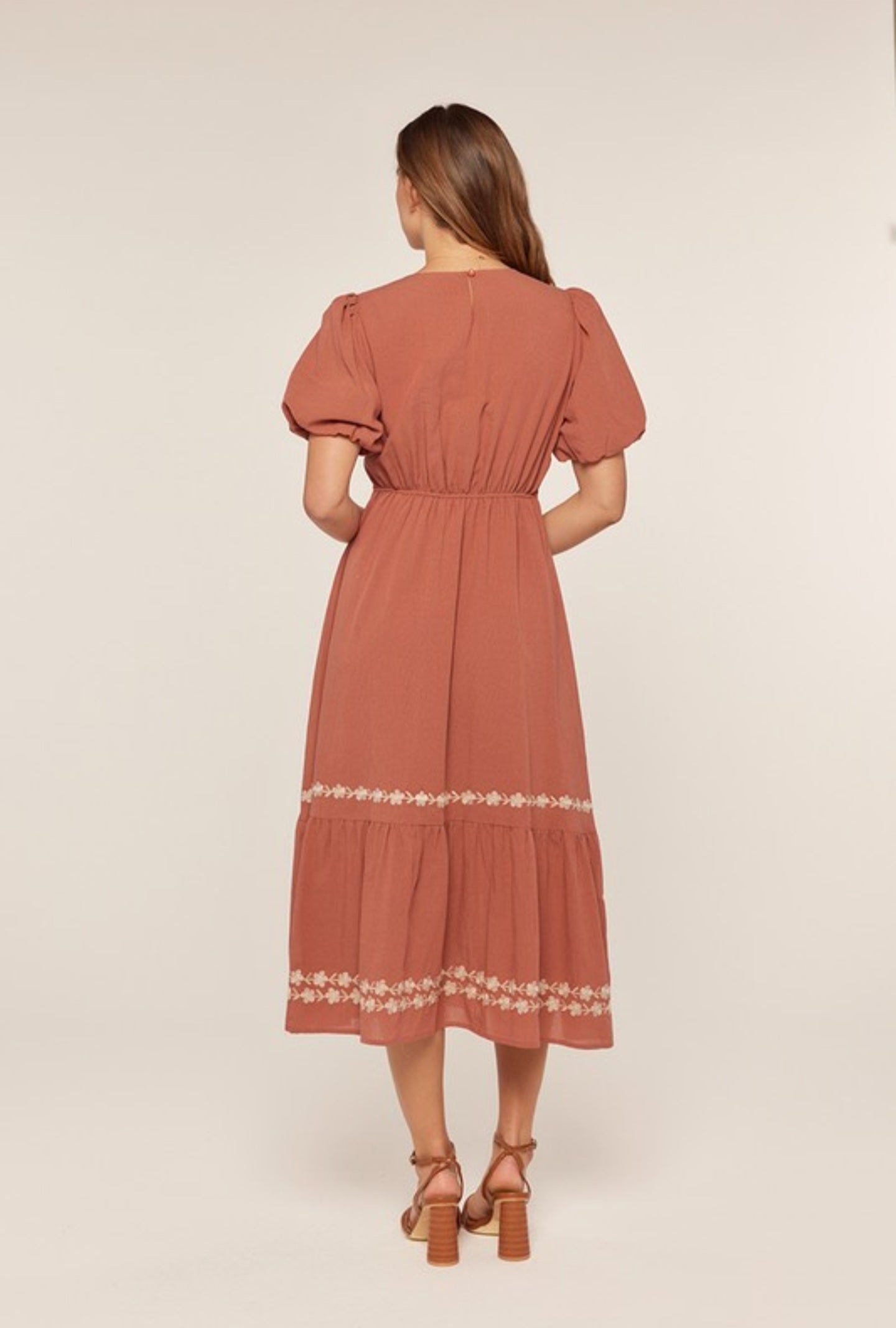 Yamileth embroidered Midi dress