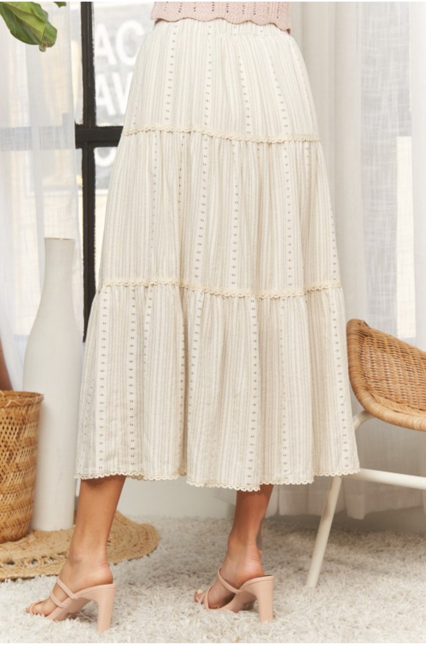 Midi Skirt-Beige