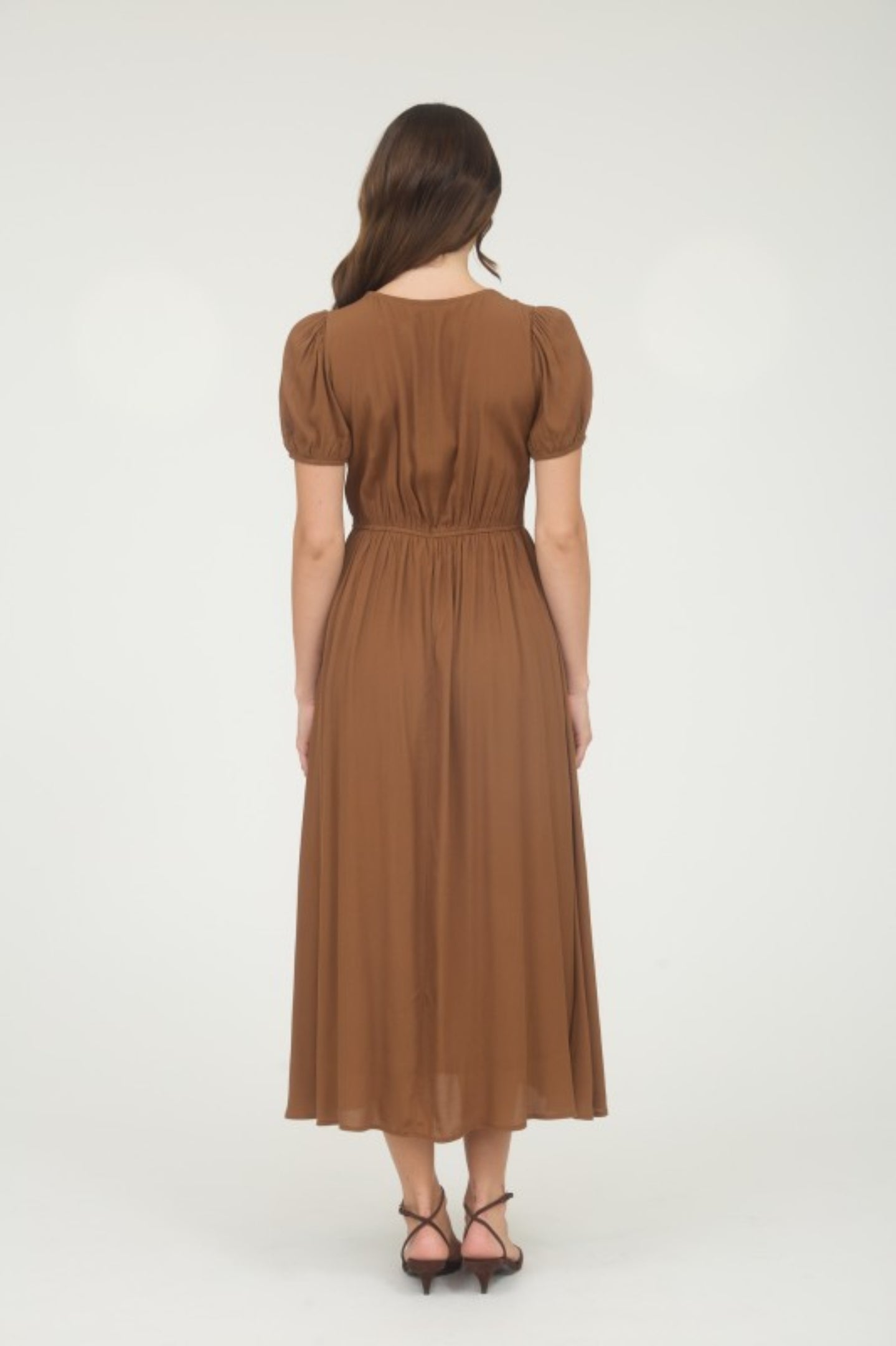 Sindy Midi Dress-Brown