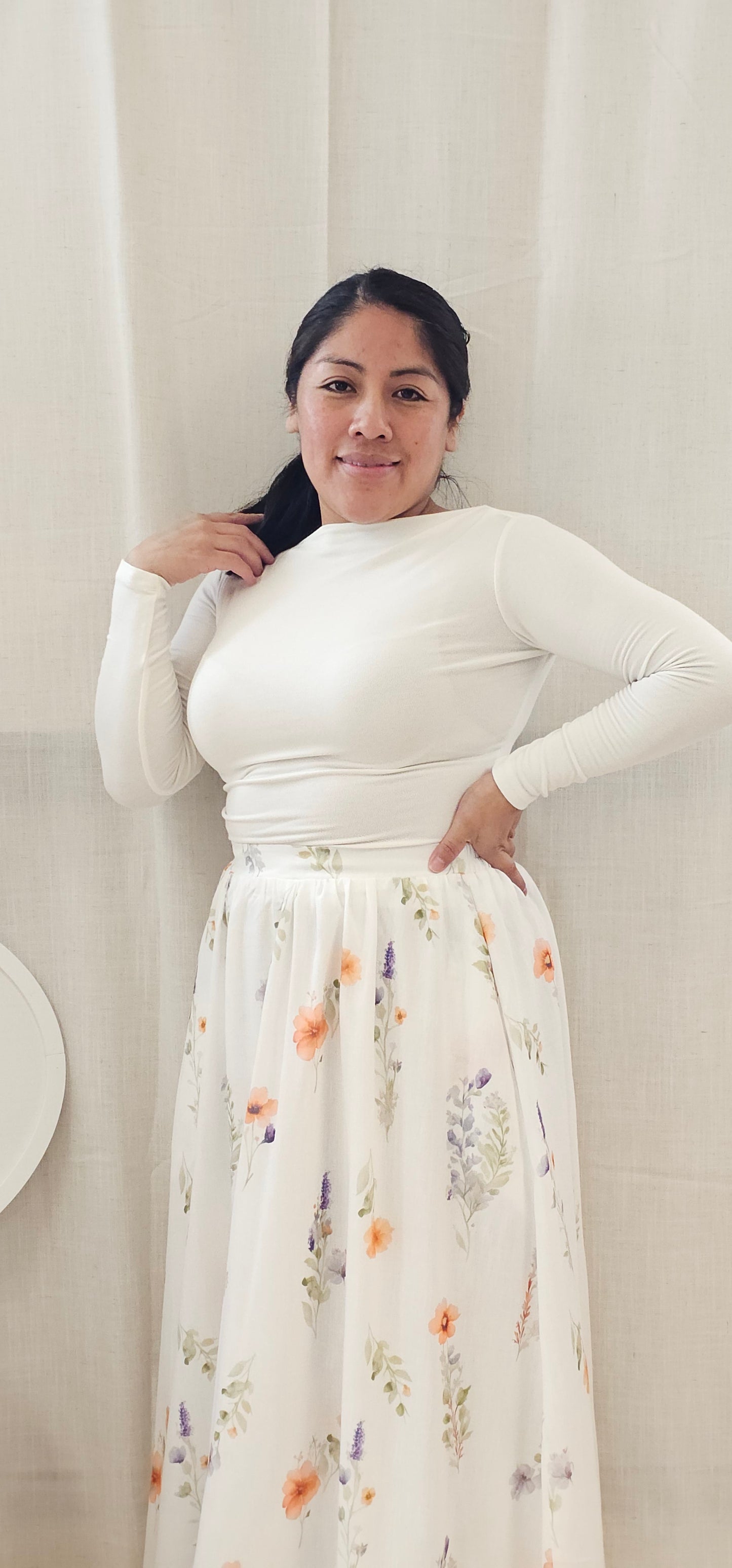 Long sleeves basic top-White