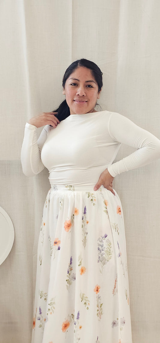 Long sleeves basic top-White