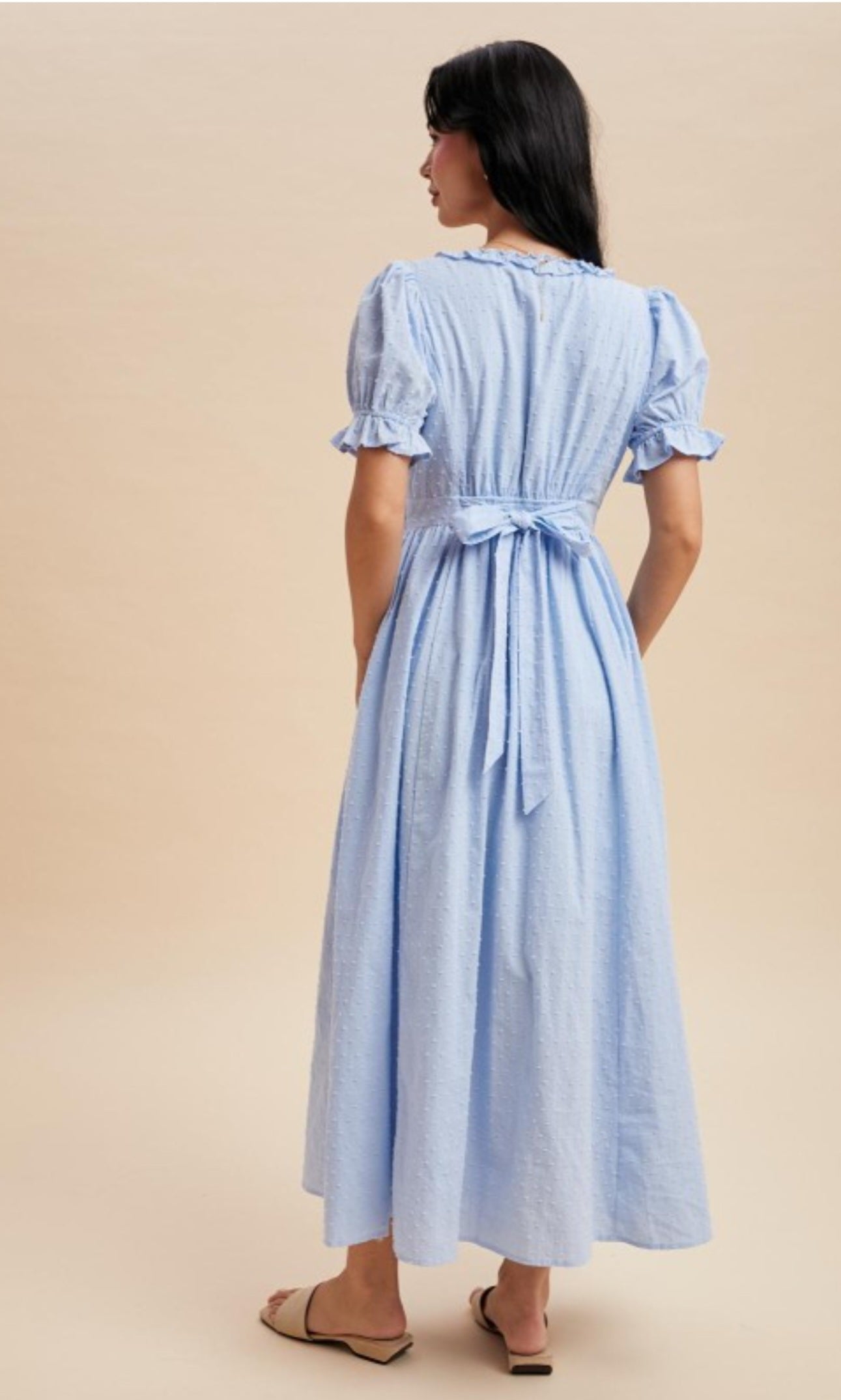 Marbella Textured Midi Dress- Blue