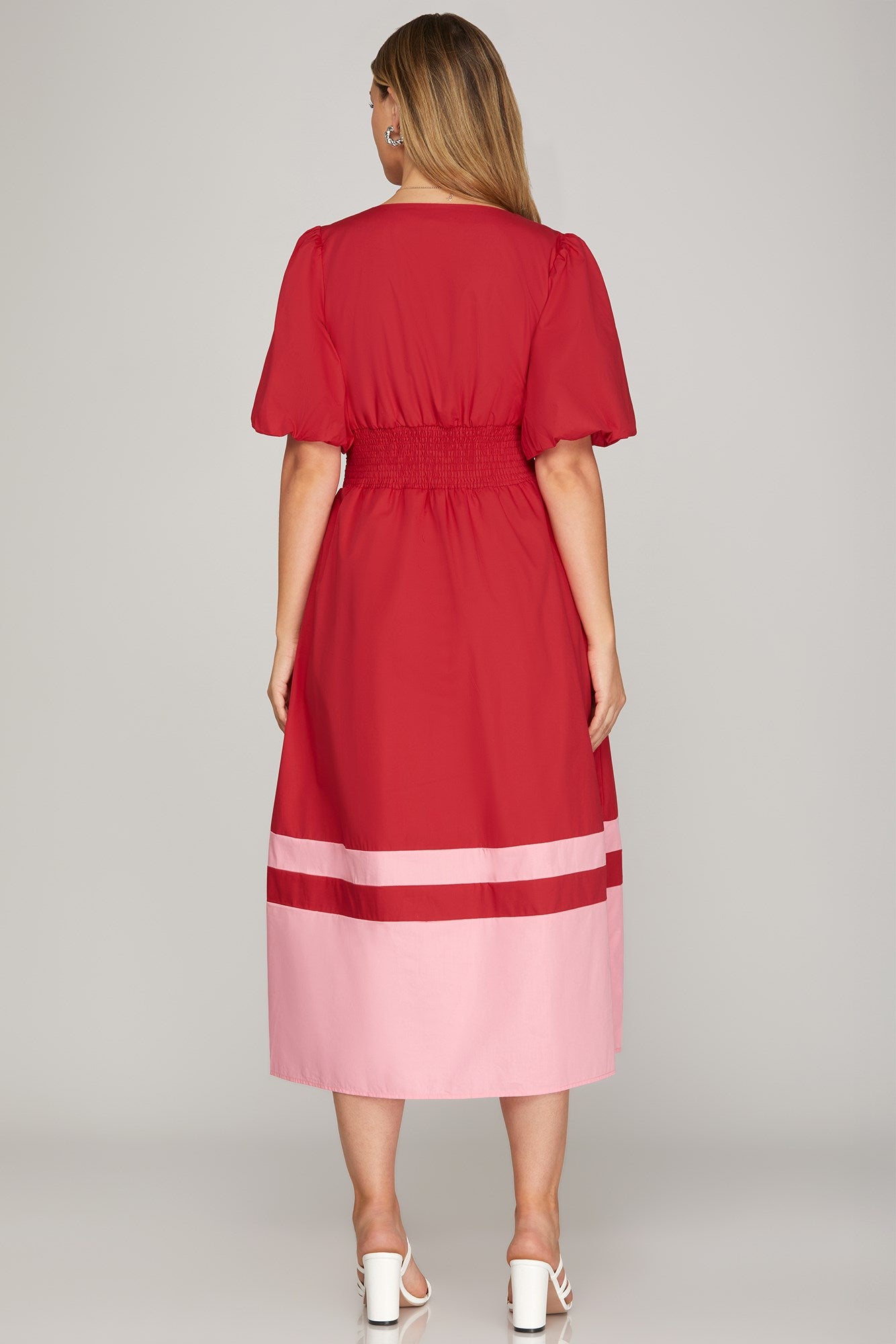 Emery Red-Pink Midi Dress