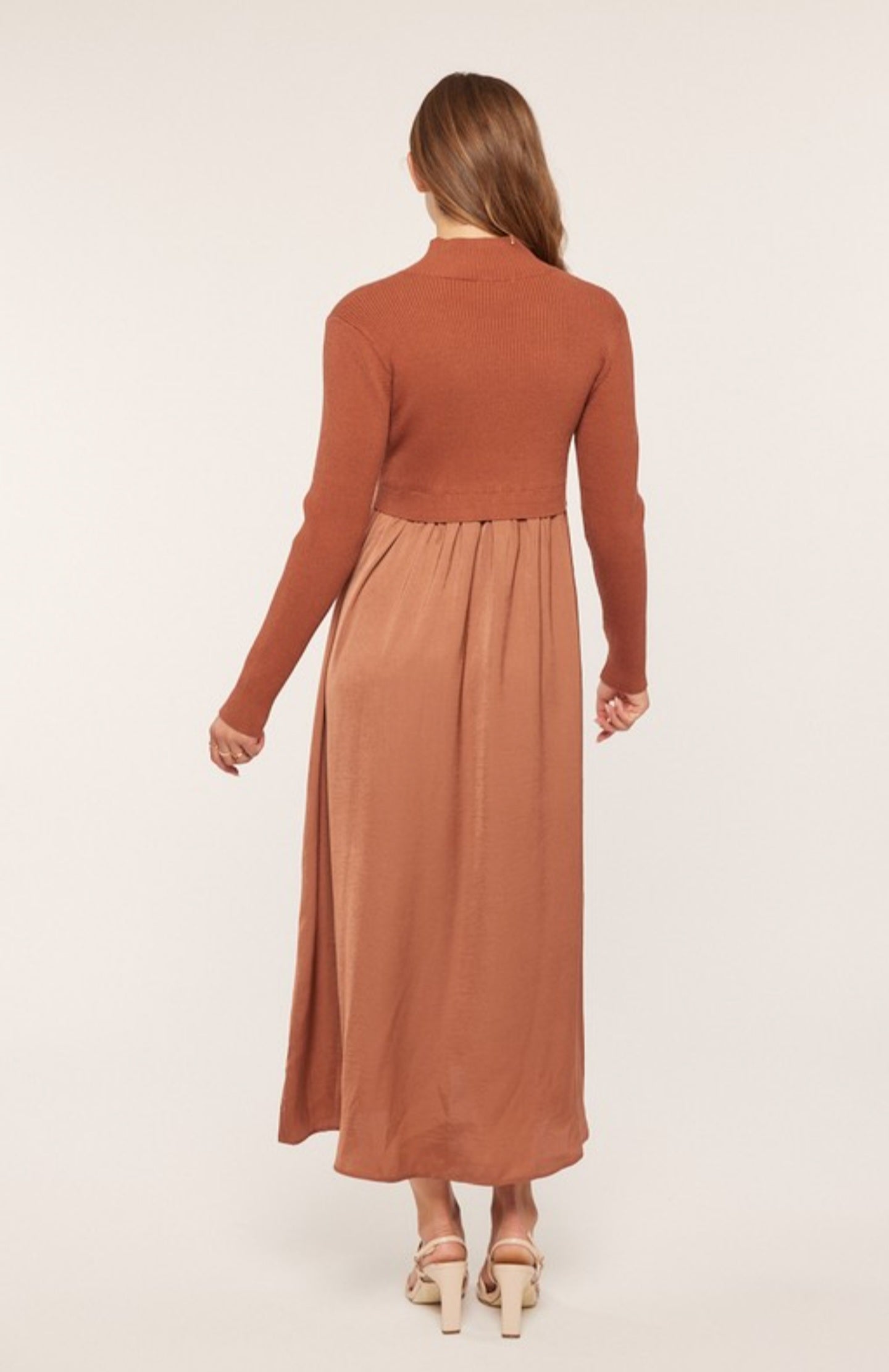 Satin sweater dress-Cocoa