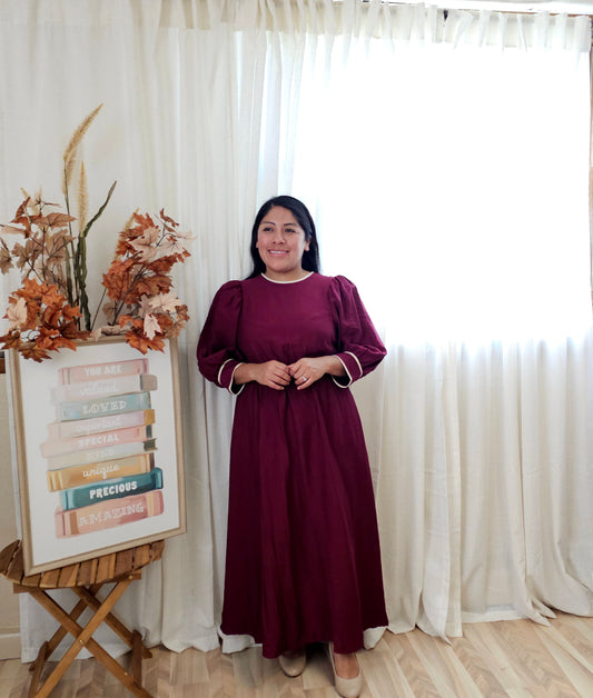 MADISSON ELEGANT MIDI DRESS- BURGUNDY