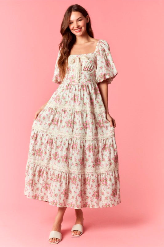 Helyn lace trim Midi Dress