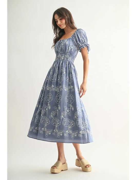 Cecy embroidered Midi dress