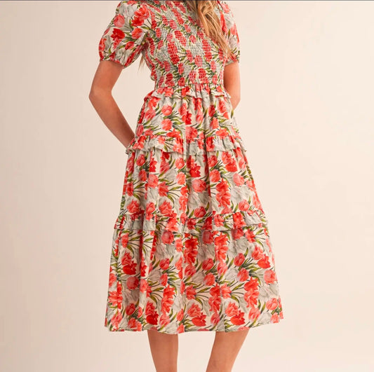 Margaret Ruffled Midi Dress