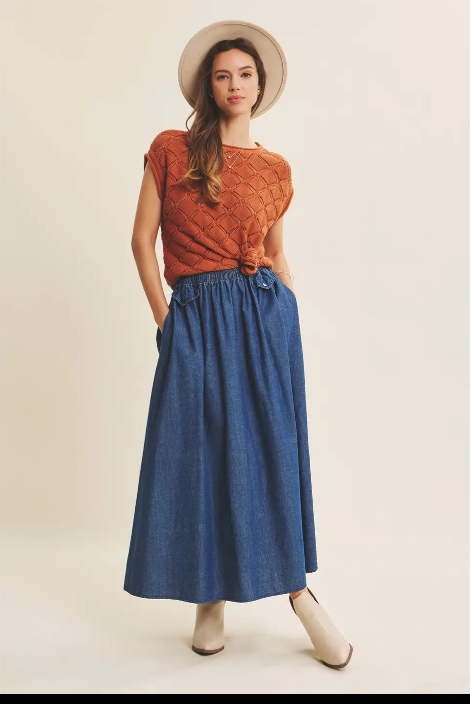Denim Midi Skirt