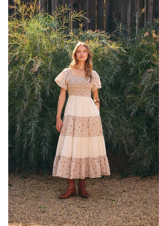 EUNICE TAUPE MIDI DRESS