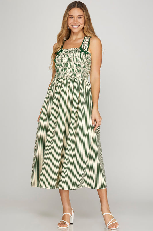Perla stripe midi dress
