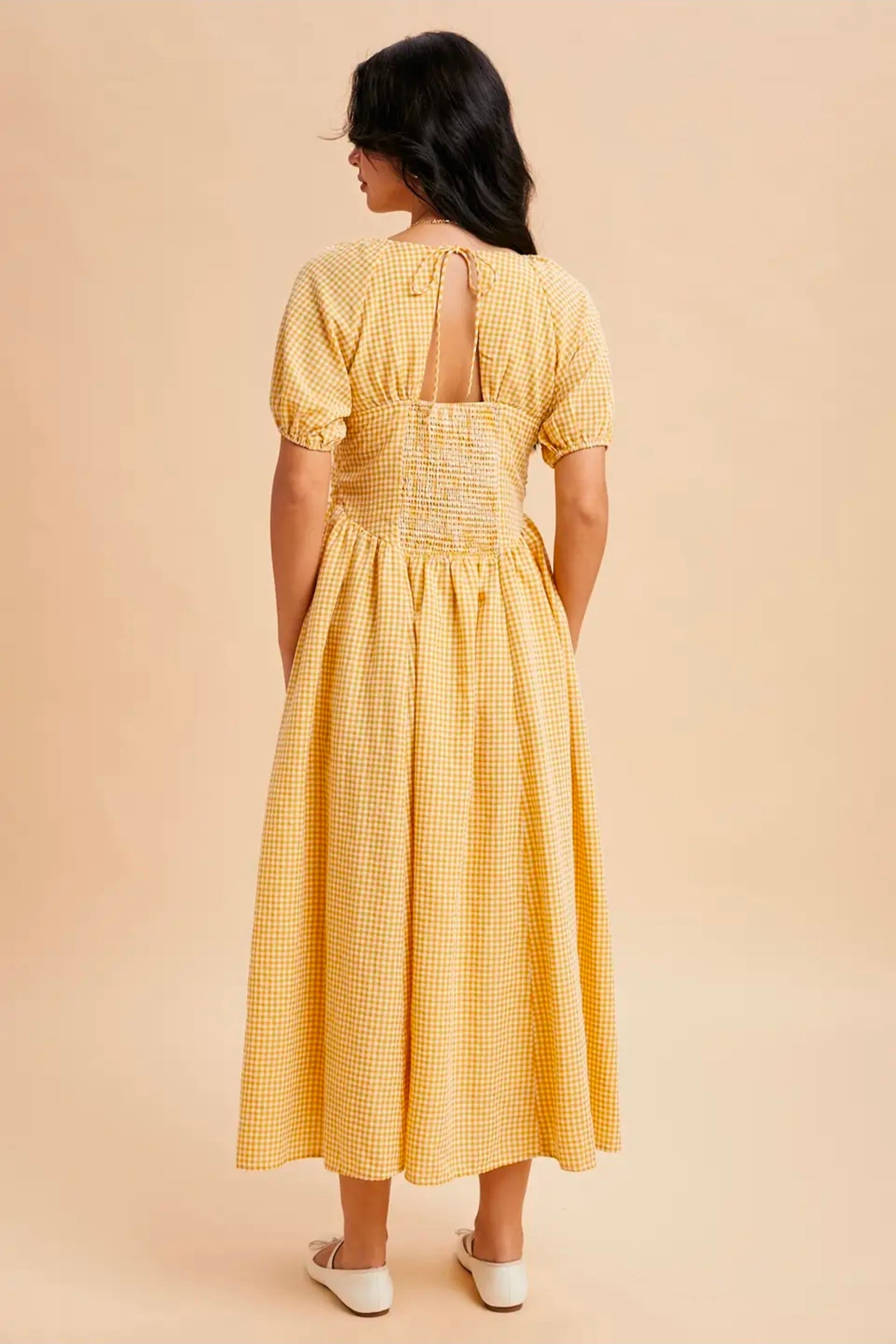 MAGNOLIA GINHAM MIDI DRESS
