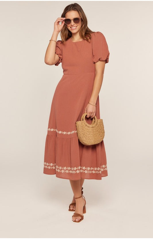 Yamileth embroidered Midi dress