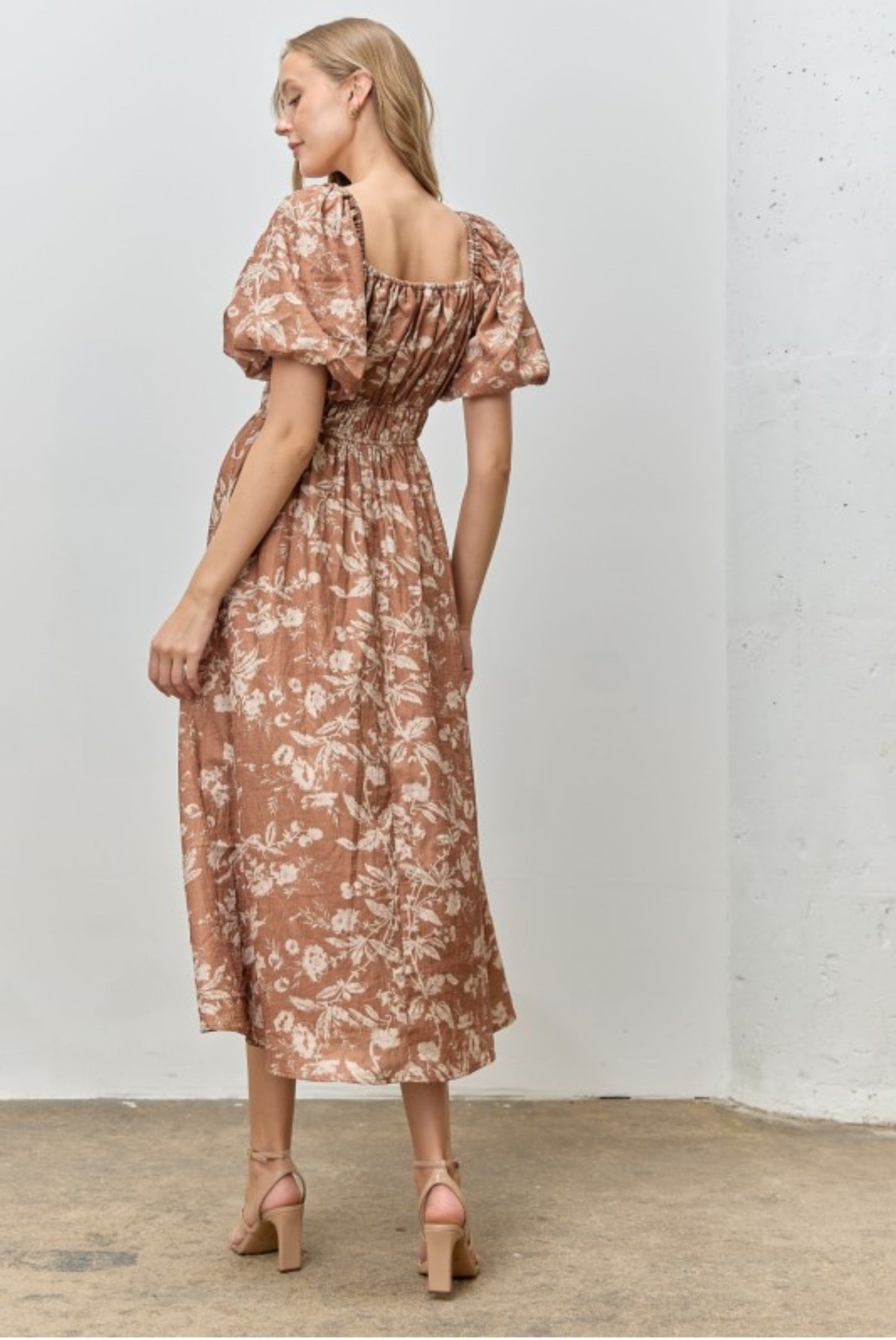Elena Cognac Midi Dress