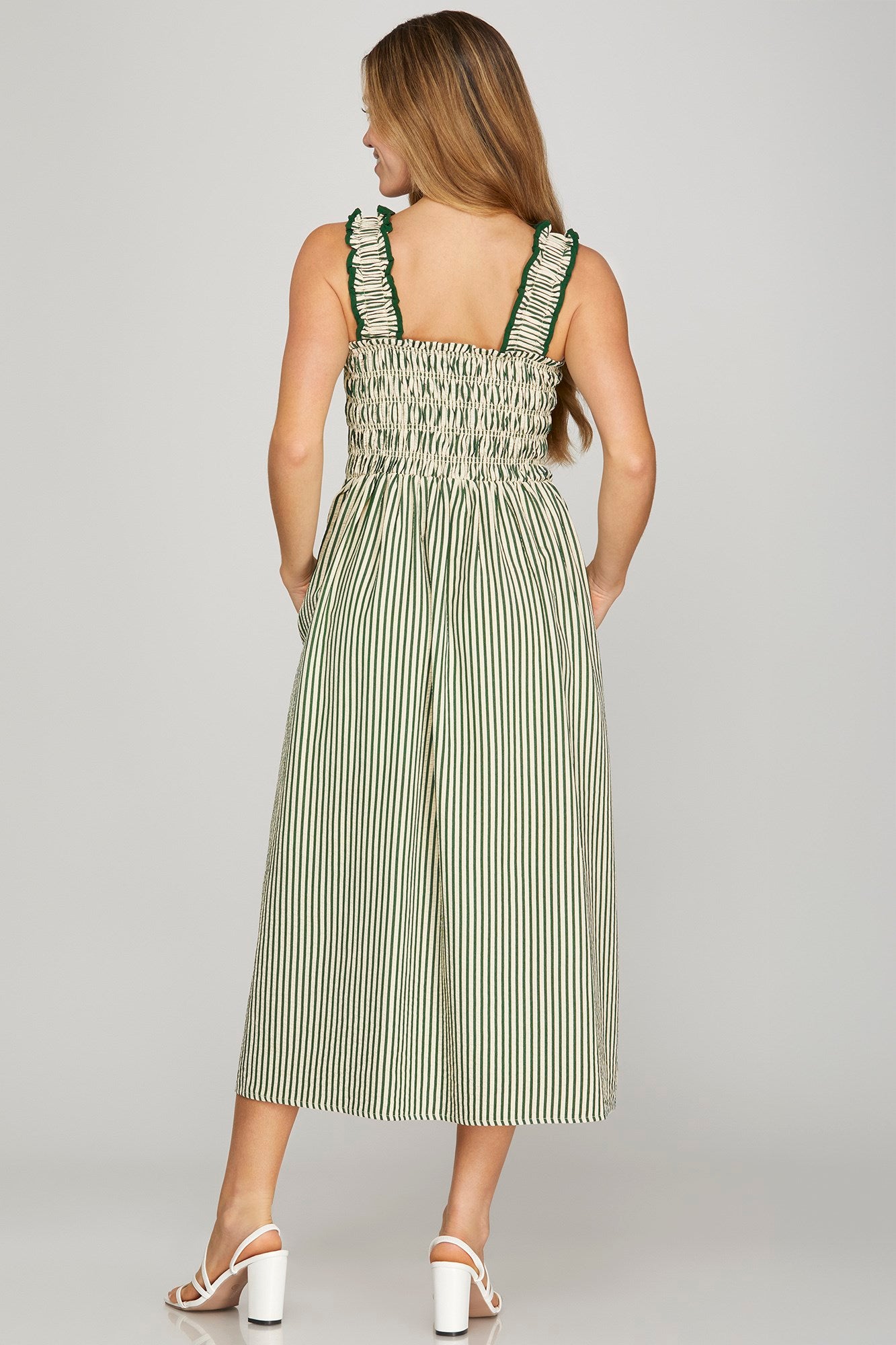 Perla stripe midi dress