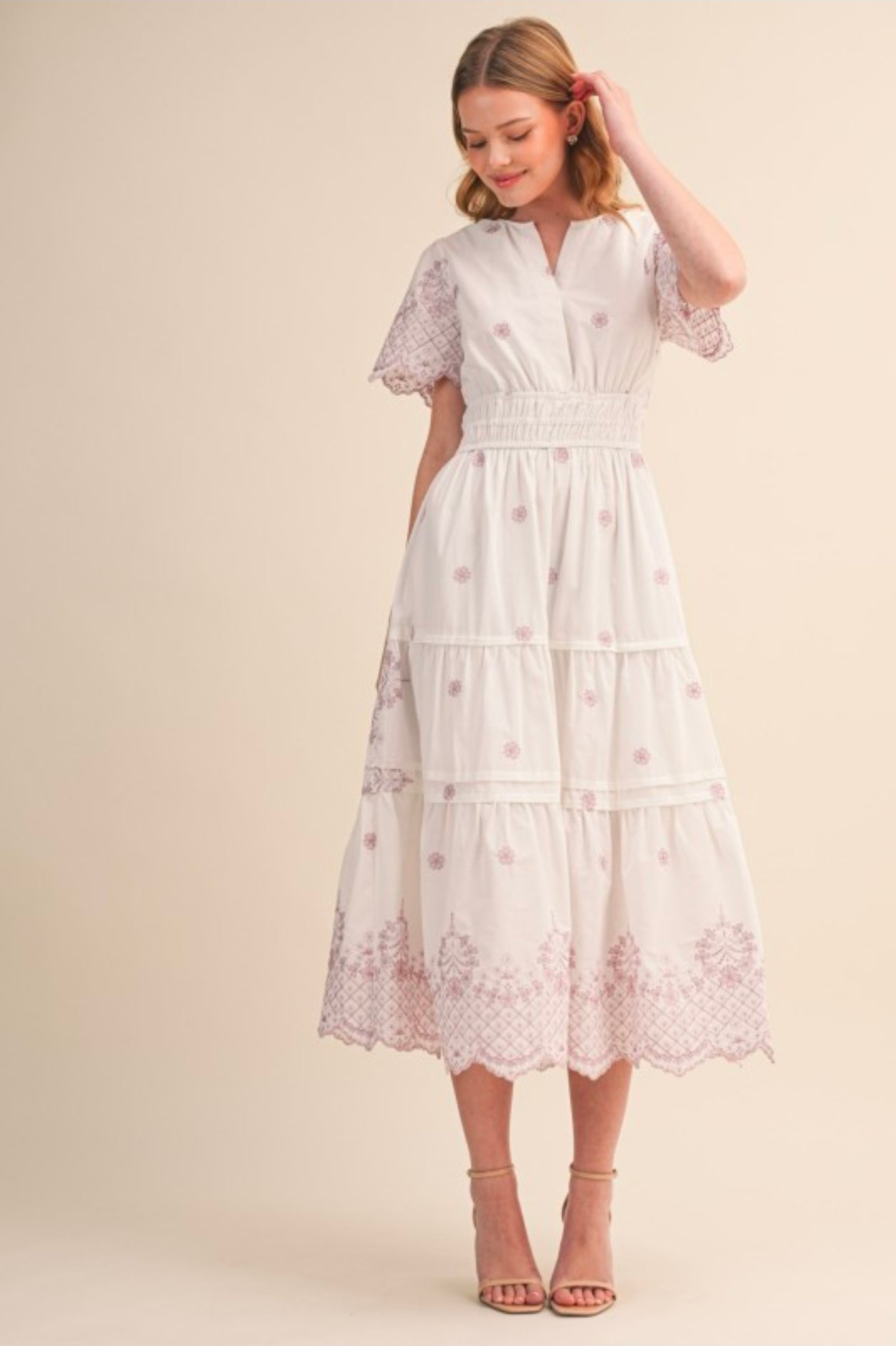 Dany embroidery Midi Dress
