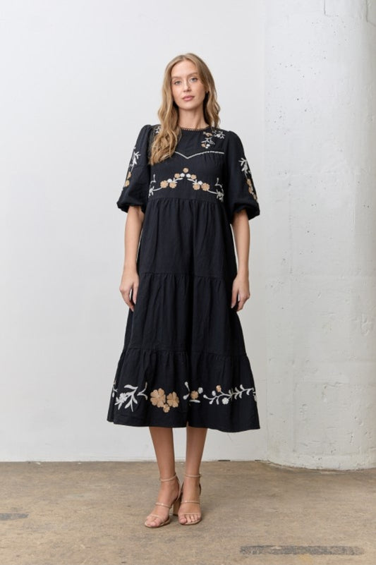 Marilyn embroidery midi dress