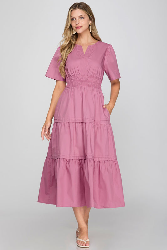 Debora Mauve Midi Dress