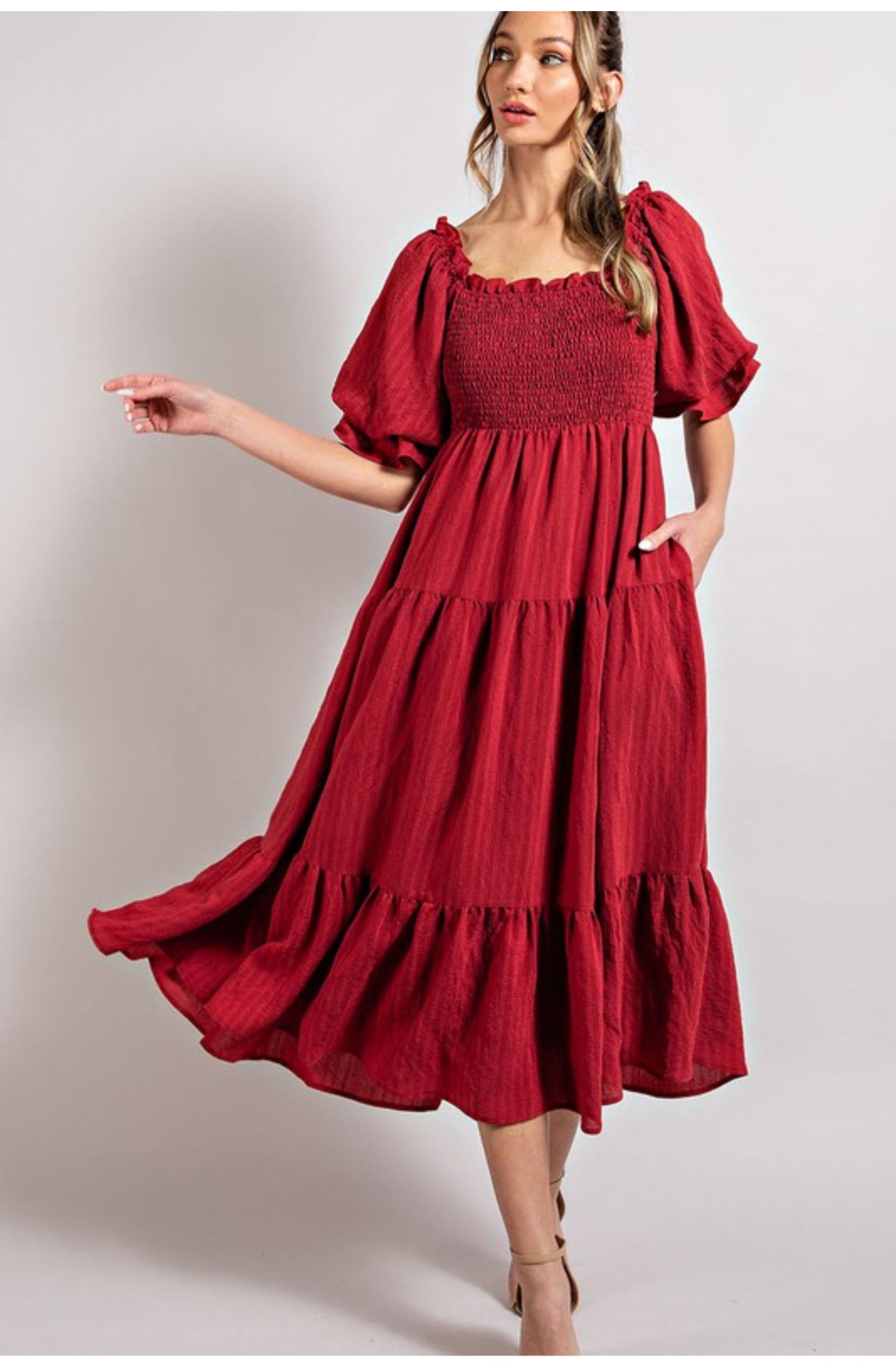 Burgundy midi dress