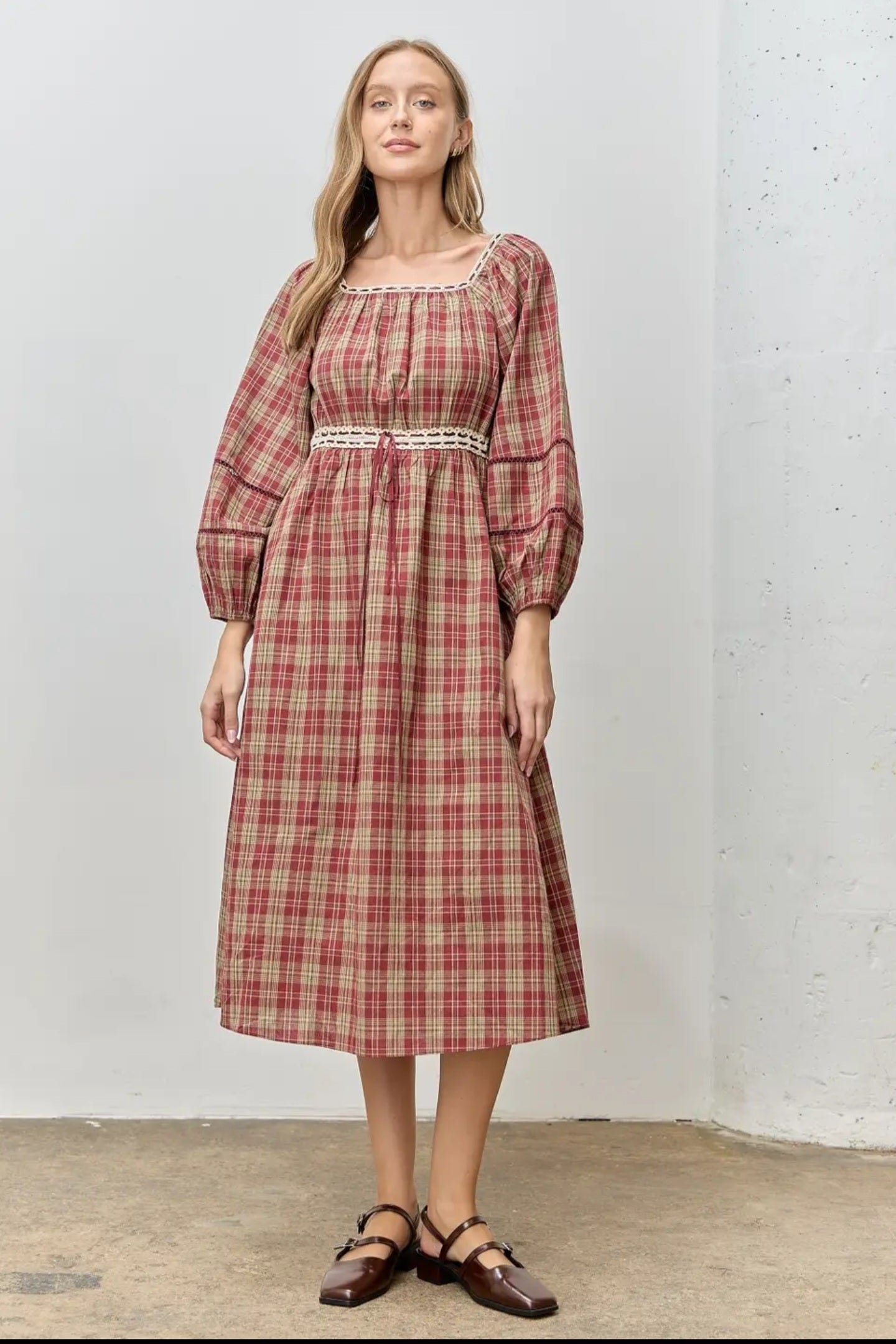Emery plaid midi dress