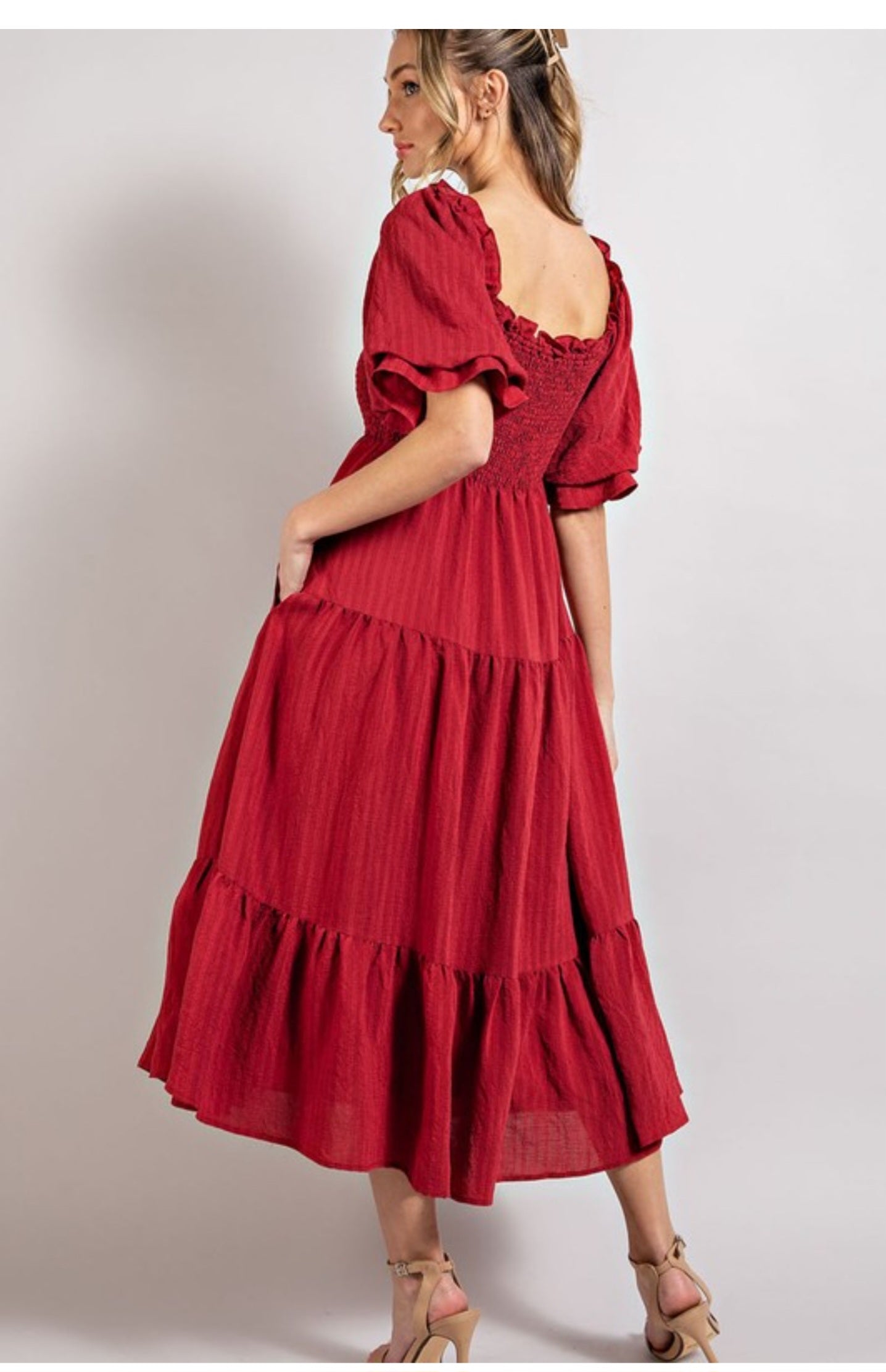 Burgundy midi dress