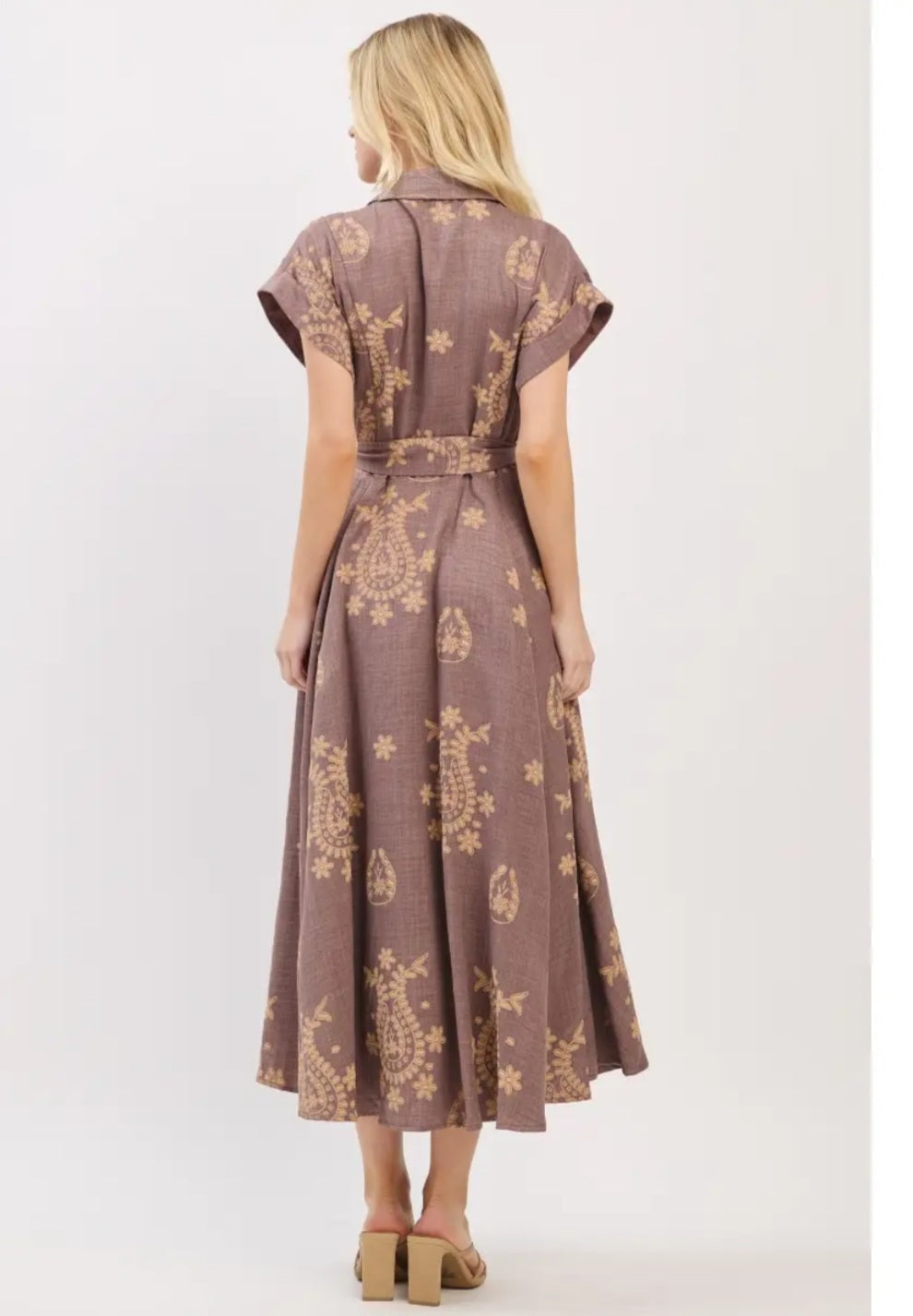 Sonia Woven Midi Dress-Mauve