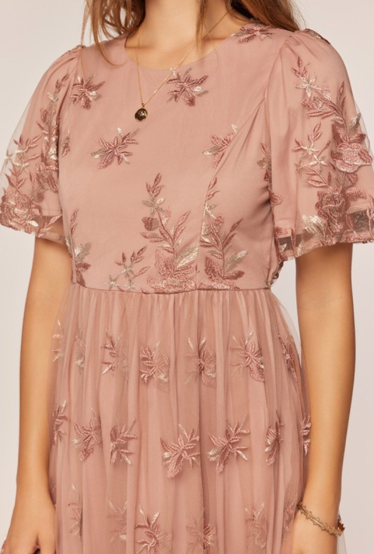 Rosalie embroidery midi dress