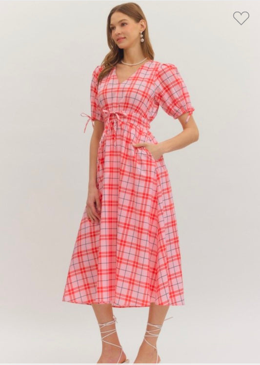 Carol Plaid Midi Dress