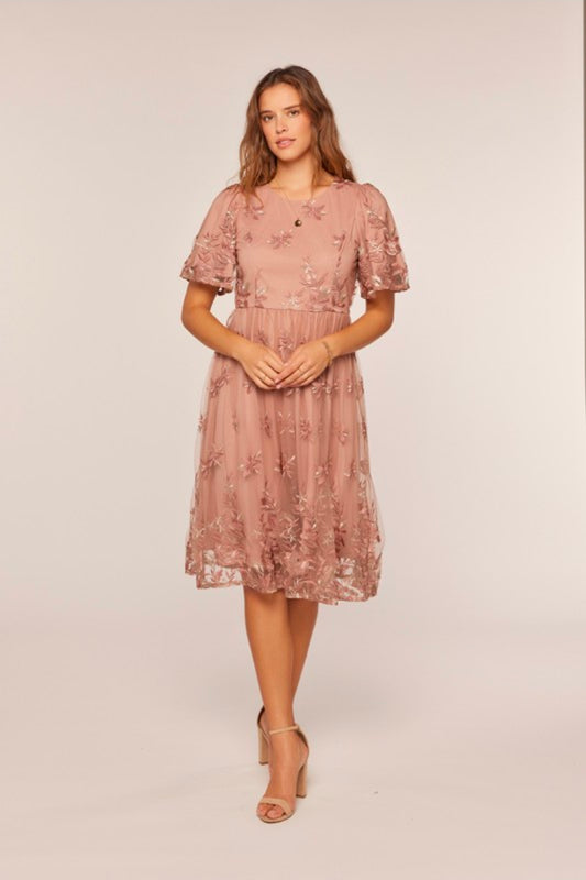 Rosalie embroidery midi dress