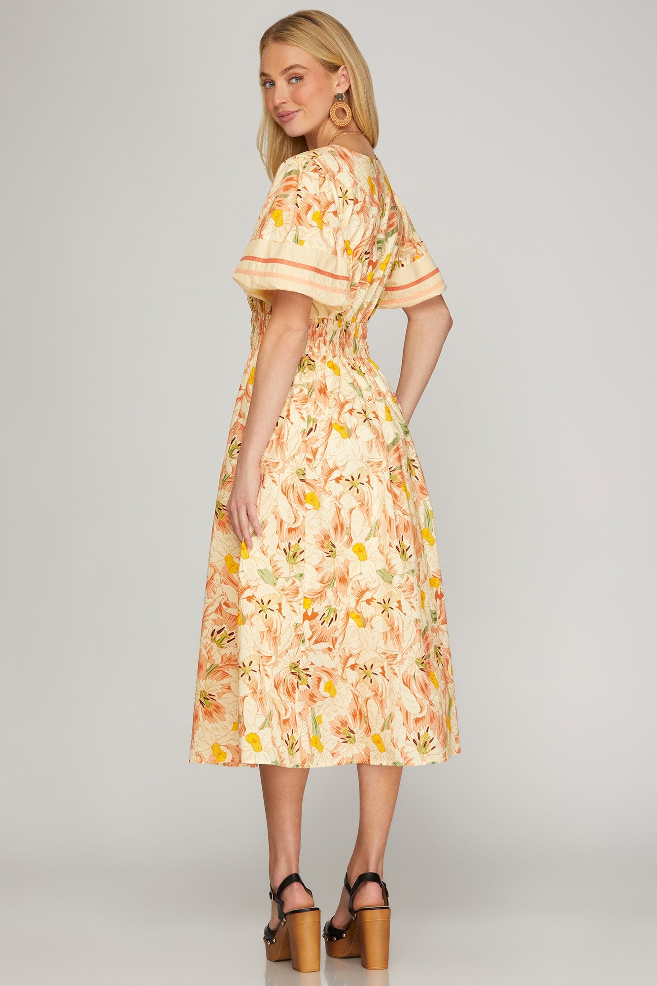 Hagar Midi Dres- Peach
